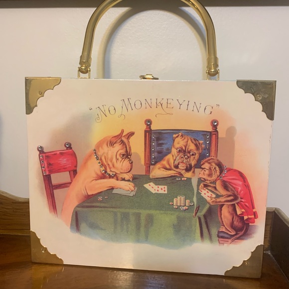 B Blumenthals Handbags - Antique BBlumenthals  Dogs Playing Cards. Purse, sewing bow. Ext
